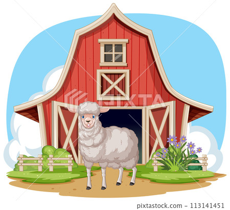 Happy Sheep at the Red Barn Happy Sheep at the Red Barn 113141451