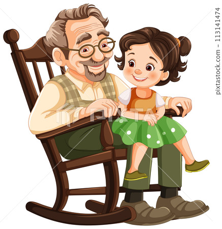 Grandfather and Granddaughter Bonding Time 113141474