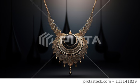 Jewel necklace, jouvillerie, neck ornament, costume jewelry , luxury luggage object, luxe gift . 113141829