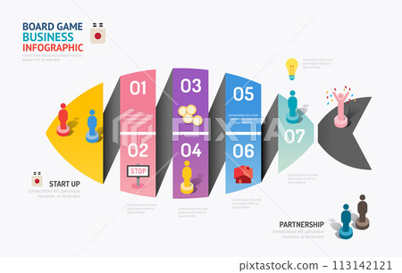 Business board game concept fish bone money infographic 5 step to successful,vector illustration 113142121