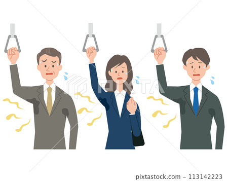 男性和女性商務人士關注體味的插圖 113142223