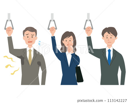 男性和女性商務人士關注體味的插圖 男性和女性商務人士關注體味的插圖 113142227