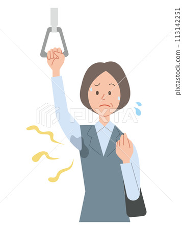 一位女商人擔心腋下的汗漬和氣味的插圖 一位女商人擔心腋下的汗漬和氣味的插圖 113142251