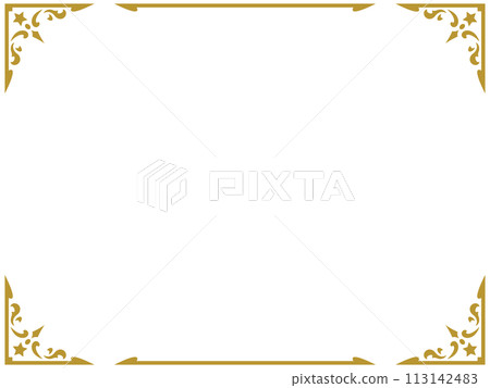 Antique / Vintage / Top and bottom / Frame / Separator / Illustration / Material / Gold 113142483