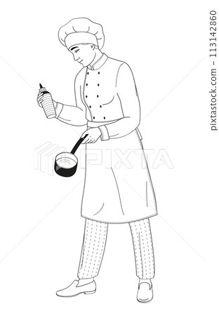 standing smiling chef restaurant female  characters in uniform 113142860