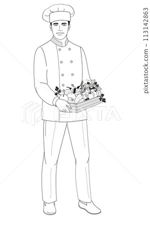 standing smiling chef restaurant male African American characters in uniform 113142863