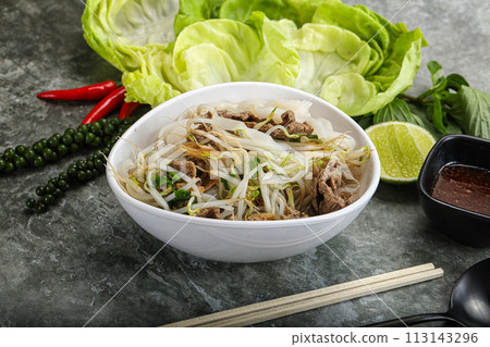 Vietnamese traditional soup Pho Bo with beef Vietnamese traditional soup Pho Bo with beef 113143296