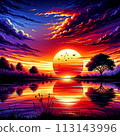 水面上的夕陽 113143996