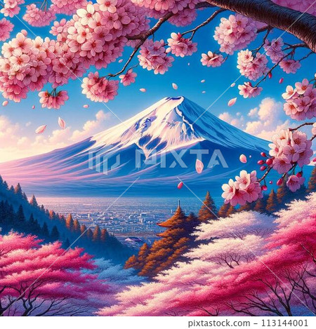 Fuji and cherry blossoms Fuji and cherry blossoms 113144001