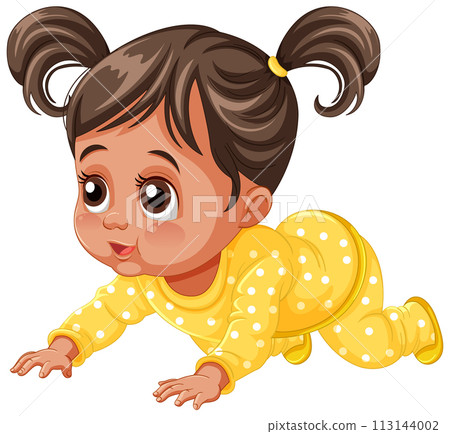 Adorable Baby Girl in Yellow Outfit Adorable Baby Girl in Yellow Outfit 113144002