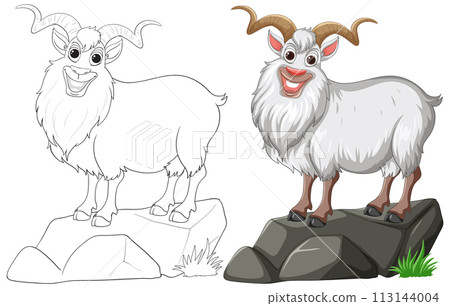 Mountain Goat on Rocks Illustration Mountain Goat on Rocks Illustration 113144004