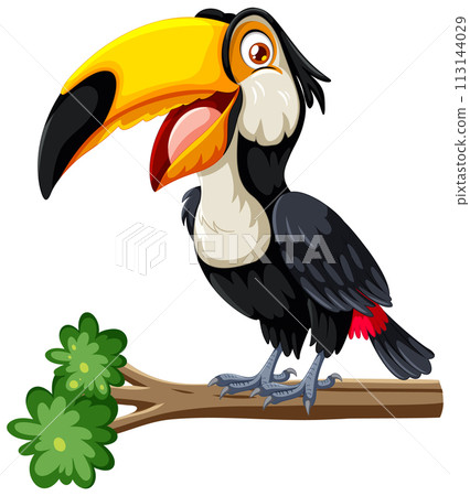 Colorful Toucan on a Branch Illustration 113144029