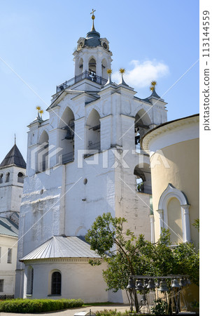 The tower of the medieval belfry of the medieval Spaso-Preobrazhensky Monastery in Yaroslavl The tower of the medieval belfry of the medieval Spaso-Preobrazhensky Monastery in Yaroslavl 113144559