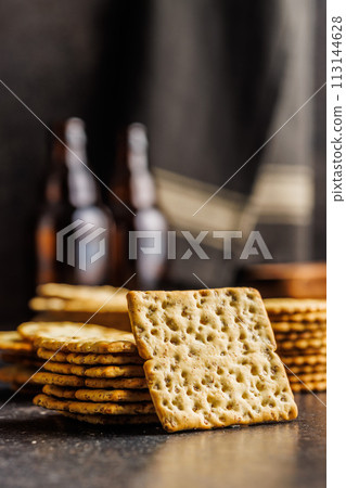Pile of Crackers on Kitchen Counter 113144628