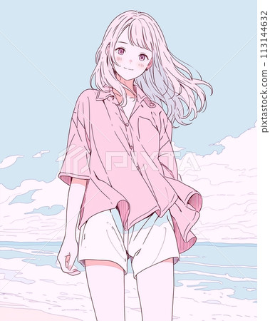 粉紅色襯衫時尚女裝“AI生成圖像” 113144632