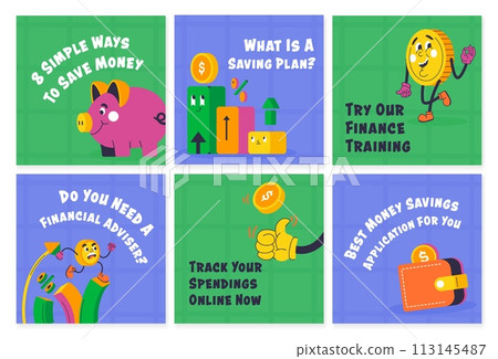 Social media post set for money saving service Social media post set for money saving service 113145487