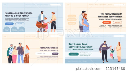 Web banner set with family health care offer Web banner set with family health care offer 113145488