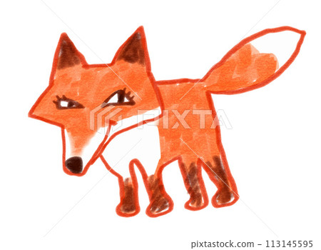 Child drawing of cute fox Child drawing of cute fox 113145595