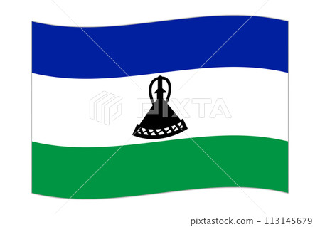Waving flag of the country Lesotho. Vector illustration. 113145679