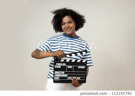 A young girl with a cinematic firecracker 113145795