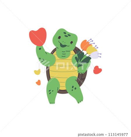 A charming turtle for Valentine's Day on a white background. A charming turtle for Valentine's Day on a white background. 113145977