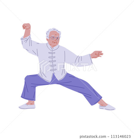Active senior Tai Chi pose. Vector illustration Active senior Tai Chi pose. Vector illustration 113146023