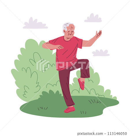 Active senior Tai Chi practice vector illustration Active senior Tai Chi practice vector illustration 113146050