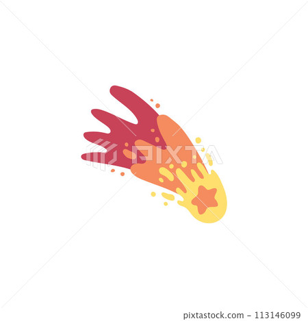 Cartoon burning meteorite flying, childish drawing of cute fireball, vector asteroid or comet with colorful flame Cartoon burning meteorite flying, childish drawing of cute fireball, vector asteroid or comet with colorful flame 113146099