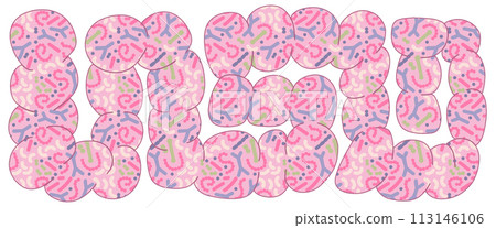 Human microbiome concept with abstract intestines and healthy bacteria pattern. Gastroenterologist concept. Bifidobacterium, lactobacilli. Lactic acid bacteria. Flat vector illustration, 113146106