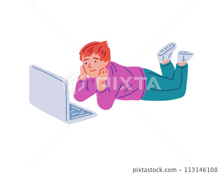 Child using laptop vector illustration 113146108