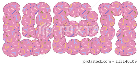 Abstract Intestines shape with microbiota ornate pattern. Healthy guts concept. Vector hand drawn illustration. Abstract Intestines shape with microbiota ornate pattern. Healthy guts concept. Vector hand drawn illustration. 113146109