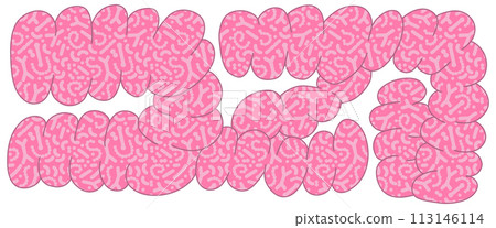 Gut microbiome pattern in abstract guts. Human intestine microbiota with healthy probiotic bacteria. Flat vector abstract medicine illustration of microbiology checkup. Gut microbiome pattern in abstract guts. Human intestine microbiota with healthy probiotic bacteria. Flat vector abstract medicine illustration of microbiology checkup. 113146114