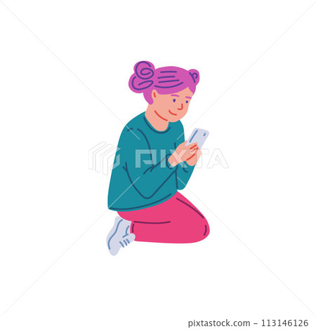 Child with smartphone vector illustration 113146126