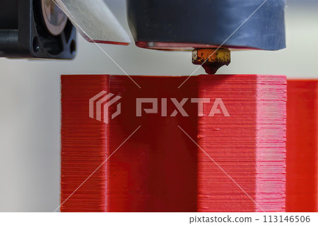 Close up scene the additive manufacturing by 3D printer machine. 113146506