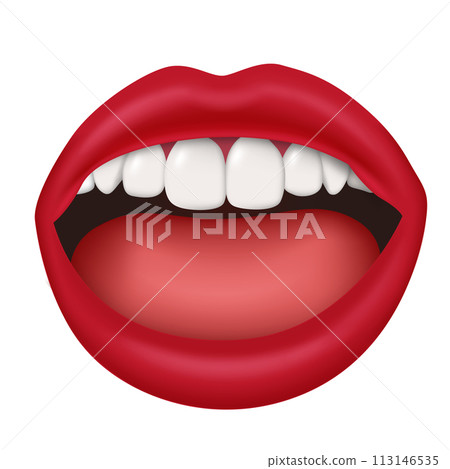 Woman Lips Slightly Open Mouth Isolated 3D Realistic, Vector Illustration Woman Lips Slightly Open Mouth Isolated 3D Realistic, Vector Illustration 113146535