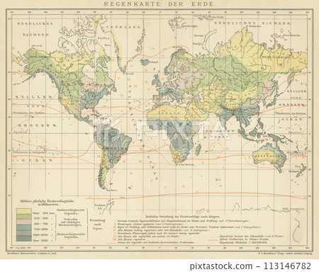 Early 20th century world map precipitation Early 20th century world map precipitation 113146782