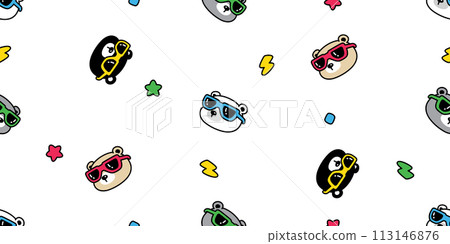 bear polar seamless pattern sunglasses fancy eyewear star flash vector teddy pet doodle cartoon gift wrapping paper tile background repeat wallpaper illustration scarf isolated design bear polar seamless pattern sunglasses fancy eyewear star flash vector teddy pet doodle cartoon gift wrapping paper tile background repeat wallpaper illustration scarf isolated design 113146876