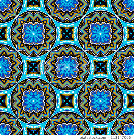 Moroccan ceramic tile pattern. Mediterranean traditional folk ornament. Moroccan ceramic tile pattern. Mediterranean traditional folk ornament. 113147006