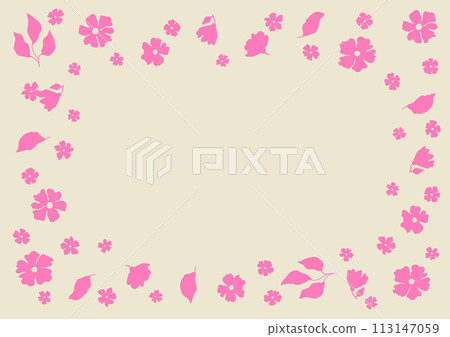 Frame with pretty flowers. Beautiful decorative natural plants and leaves. 113147059
