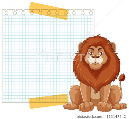 Majestic Lion with Blank Note Background 113147242