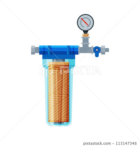 Water Supply and Purification Pipeline with Water Meter, Special Modern Technologies for Water Purification Vector Illustration Water Supply and Purification Pipeline with Water Meter, Special Modern Technologies for Water Purification Vector Illustration 113147348