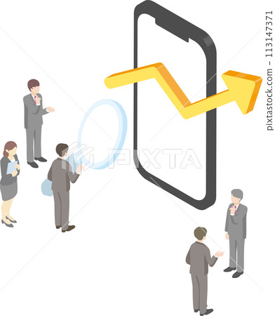 等距商務智慧型手機人男人女人網路 seo 簡單插畫素材 113147371