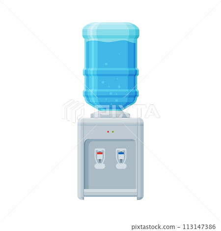 Water Cooler, Office or Home Equipment, Water Dispenser with Plastic Bottle Vector Illustration on White Background Water Cooler, Office or Home Equipment, Water Dispenser with Plastic Bottle Vector Illustration on White Background 113147386