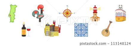 Portugal Famous Object and Culture Item Vector Set Portugal Famous Object and Culture Item Vector Set 113148124