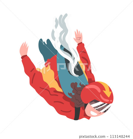 Man in Wingsuit Falling through the Air, Skydiving and Parachuting Extreme Hobby or Sport Cartoon Style Vector Illustration Man in Wingsuit Falling through the Air, Skydiving and Parachuting Extreme Hobby or Sport Cartoon Style Vector Illustration 113148244