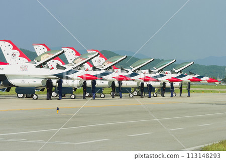 美國空軍「雷鳥」特技飛行表演隊返航 113148293