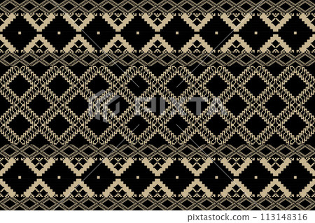 Navajo tribal vector seamless pattern. Native American ornament. Ethnic South Western decor style. Boho geometric ornament. Vector seamless pattern. Mexican blanket, rug. Woven carpet illustration. 113148316