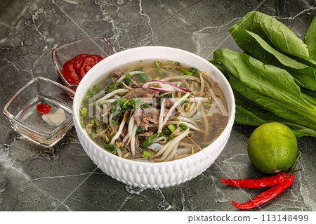 Vietnamese soup Pho Bo with beef Vietnamese soup Pho Bo with beef 113148499