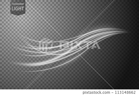 Abstract White Wavy Line of Light with A Transparent Background, Isolated and Easy to Edit, Vector Illustration Abstract White Wavy Line of Light with A Transparent Background, Isolated and Easy to Edit, Vector Illustration 113148662