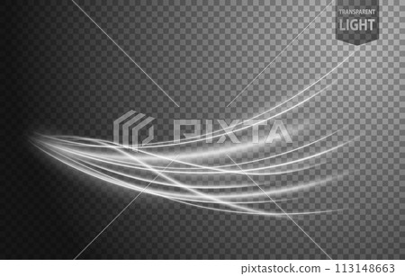 Abstract White Wavy Line of Light with A Transparent Background, Isolated and Easy to Edit, Vector Illustration Abstract White Wavy Line of Light with A Transparent Background, Isolated and Easy to Edit, Vector Illustration 113148663